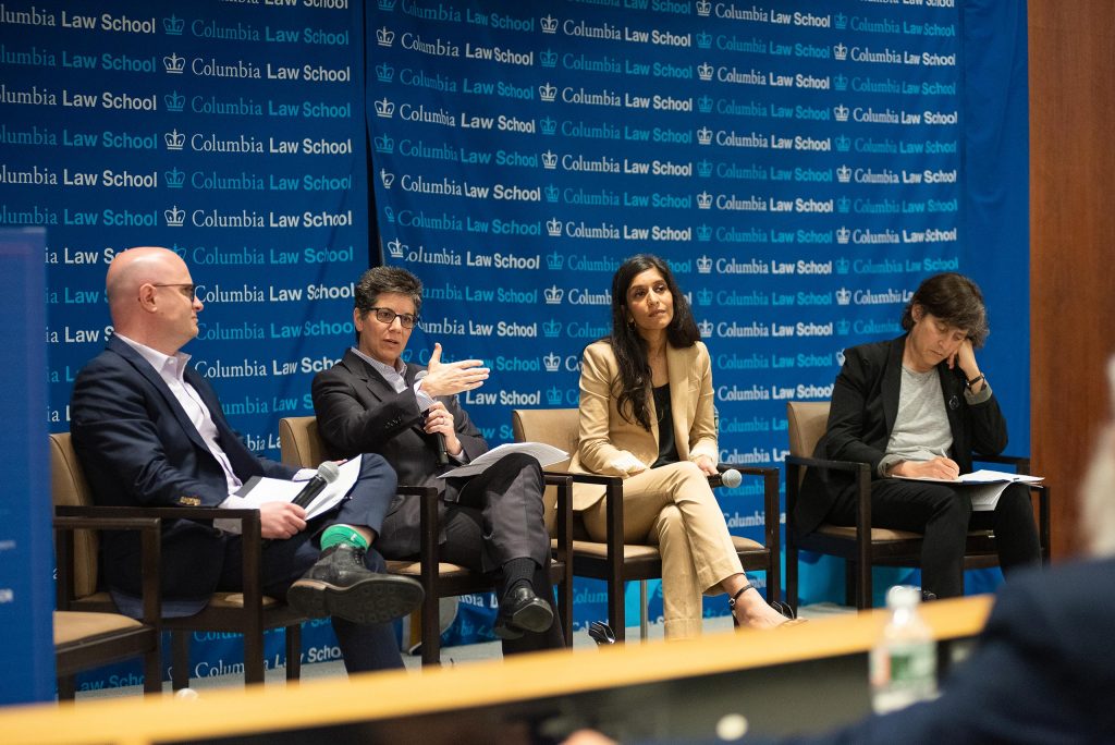 Dr. Marie VanNostrand (2nd from left) speaking at Columbia Law School
